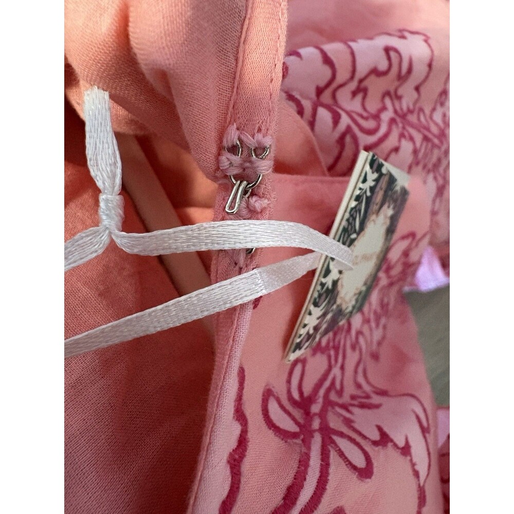 NWT OLIPHANT Pink Appliqué Floral Flirty Tangier V-Neck Tuckernuck Maxi Dress XS - Picture 13 of 13